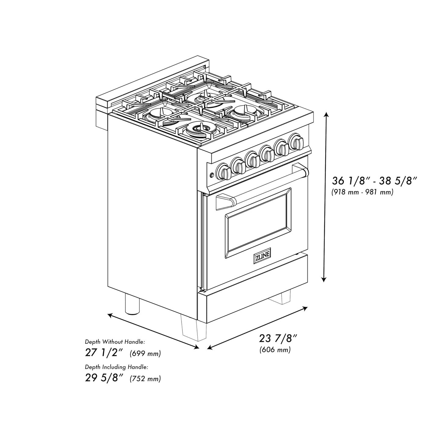 24" Dual Fuel Range