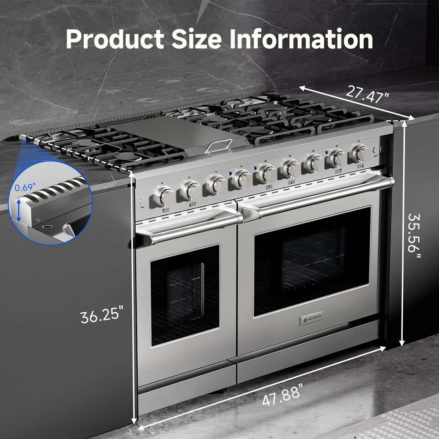 48" Double Oven Gas Range