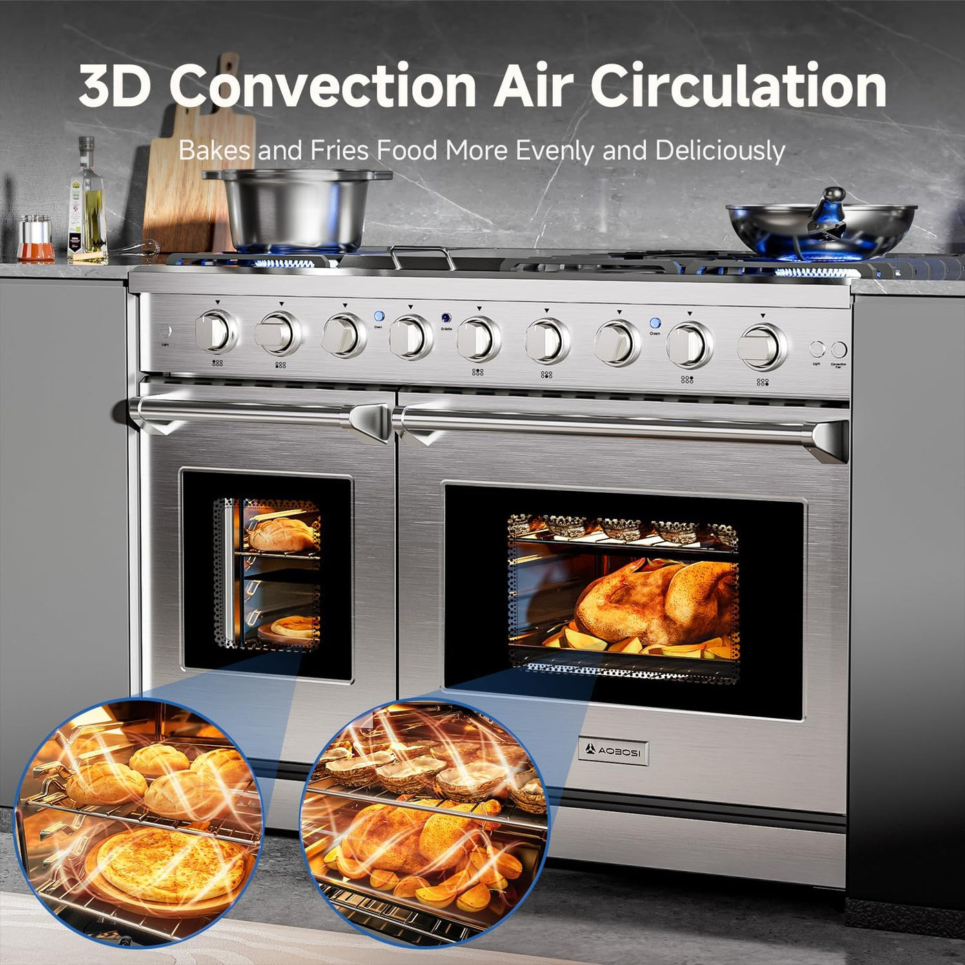 48" Double Oven Gas Range