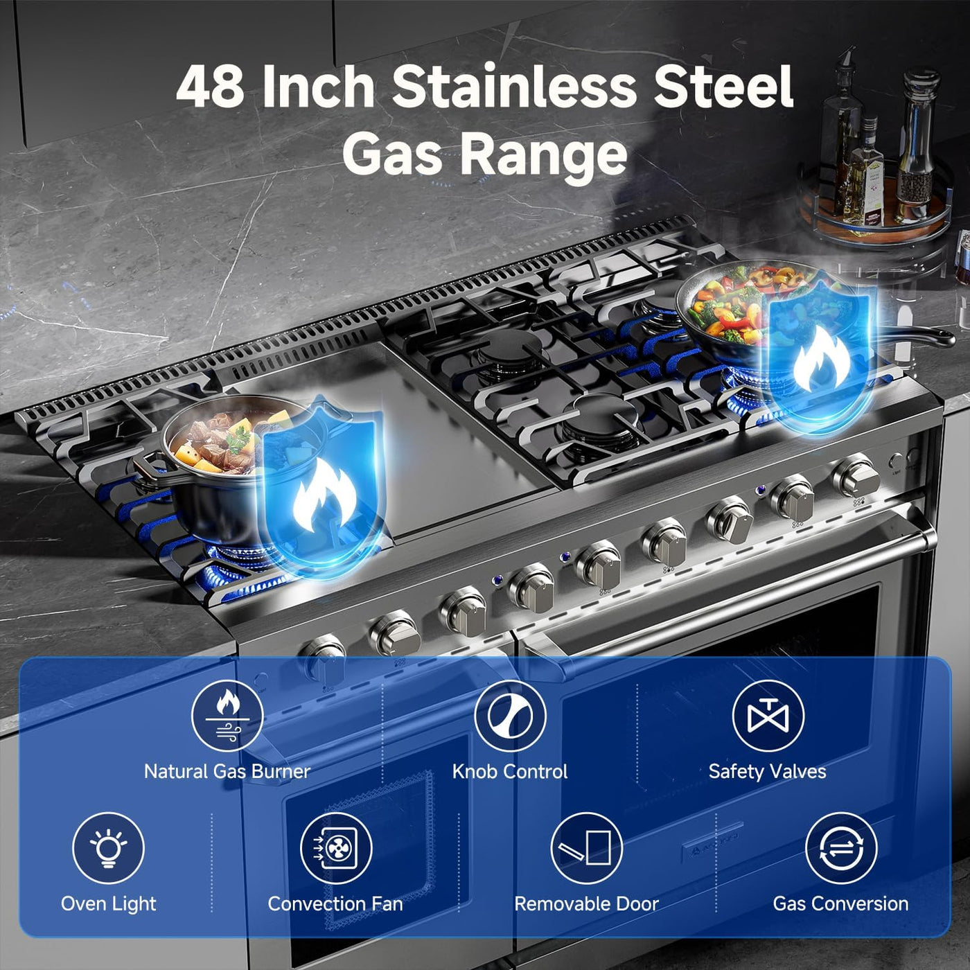 48" Double Oven Gas Range